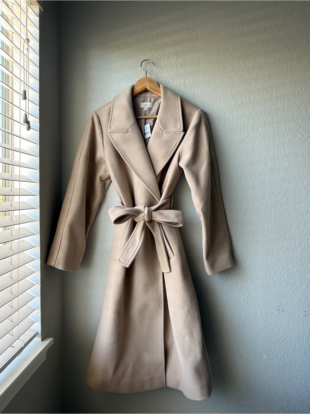 LOFT Long Belted Coat — Beige